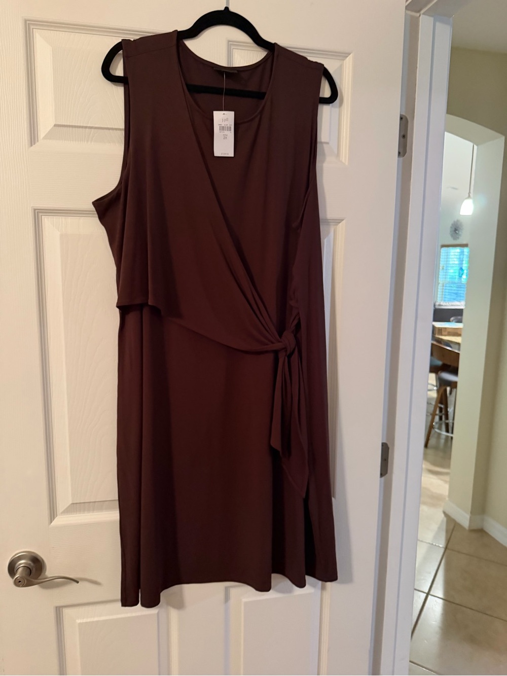 J. Jill Sleeveless Wrap-Tie Midi Dress in Deep Brown